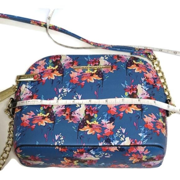 Steve Madden Floral Crossbody Purse Blue Gold Chain Chic Summer Vacation Bag - Picture 11 of 16